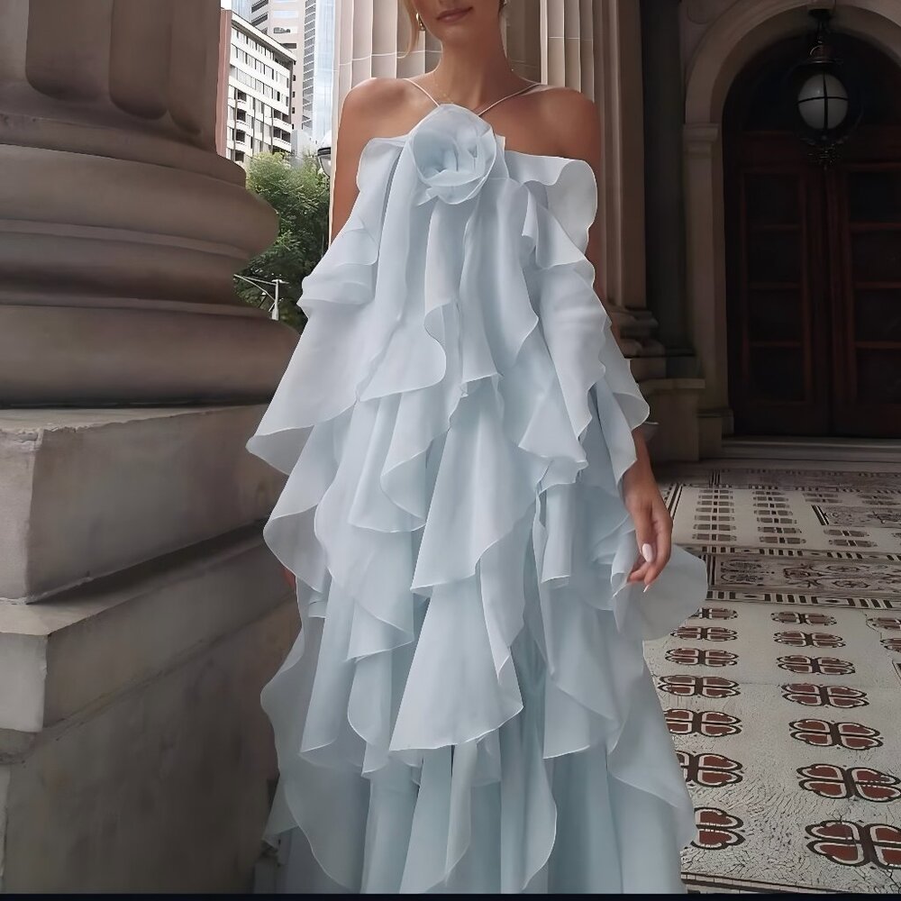 AJE Pandorea Layered Maxi Dress--Silver blue